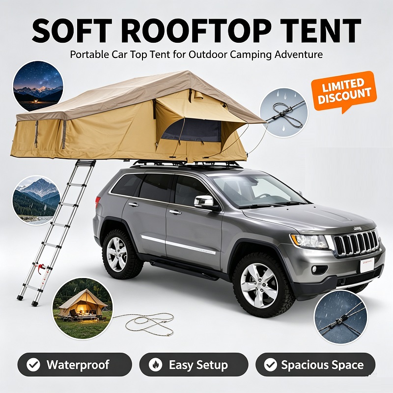 Roof Top Tent Soft Shell 3 Person - 3‑4 Person Soft Shell Rooftop Tent,