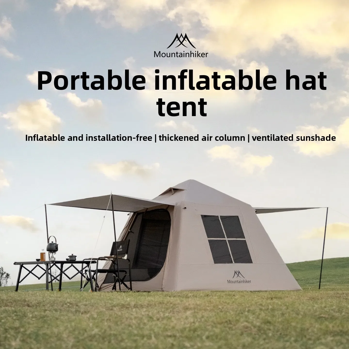 Roof Top Tent Annex Room - Mountainhiker 3-4Person Inflatable Glamping Tent, Khaki