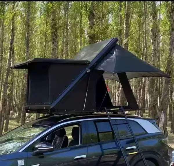 Roof Top Tent Hard Shell 2 Person - 2-in-1 Triangle Square Aluminium Shell Hard